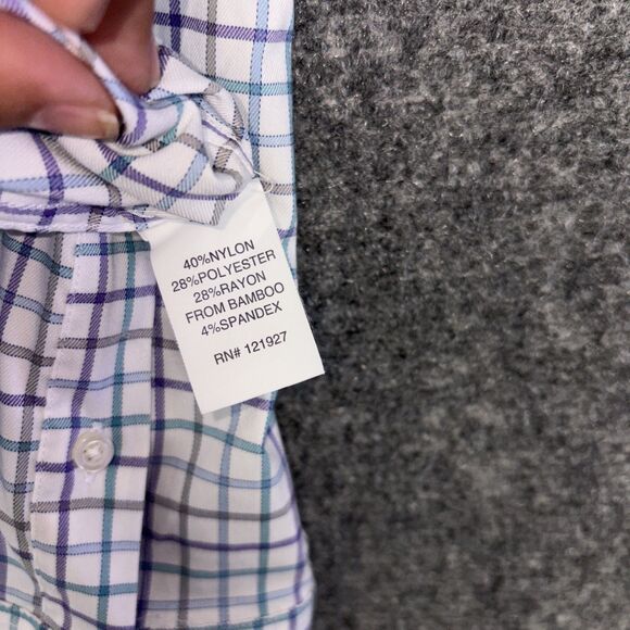 Johnnie O Shirt Mens M Blue Check Prep Formance Button Up Preppy Casual Work - Picture 8 of 9